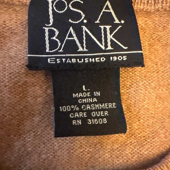 Jos. A. Bank Mens L Camel Crewneck Sweater 100% Cashmere - Picture 2 of 4
